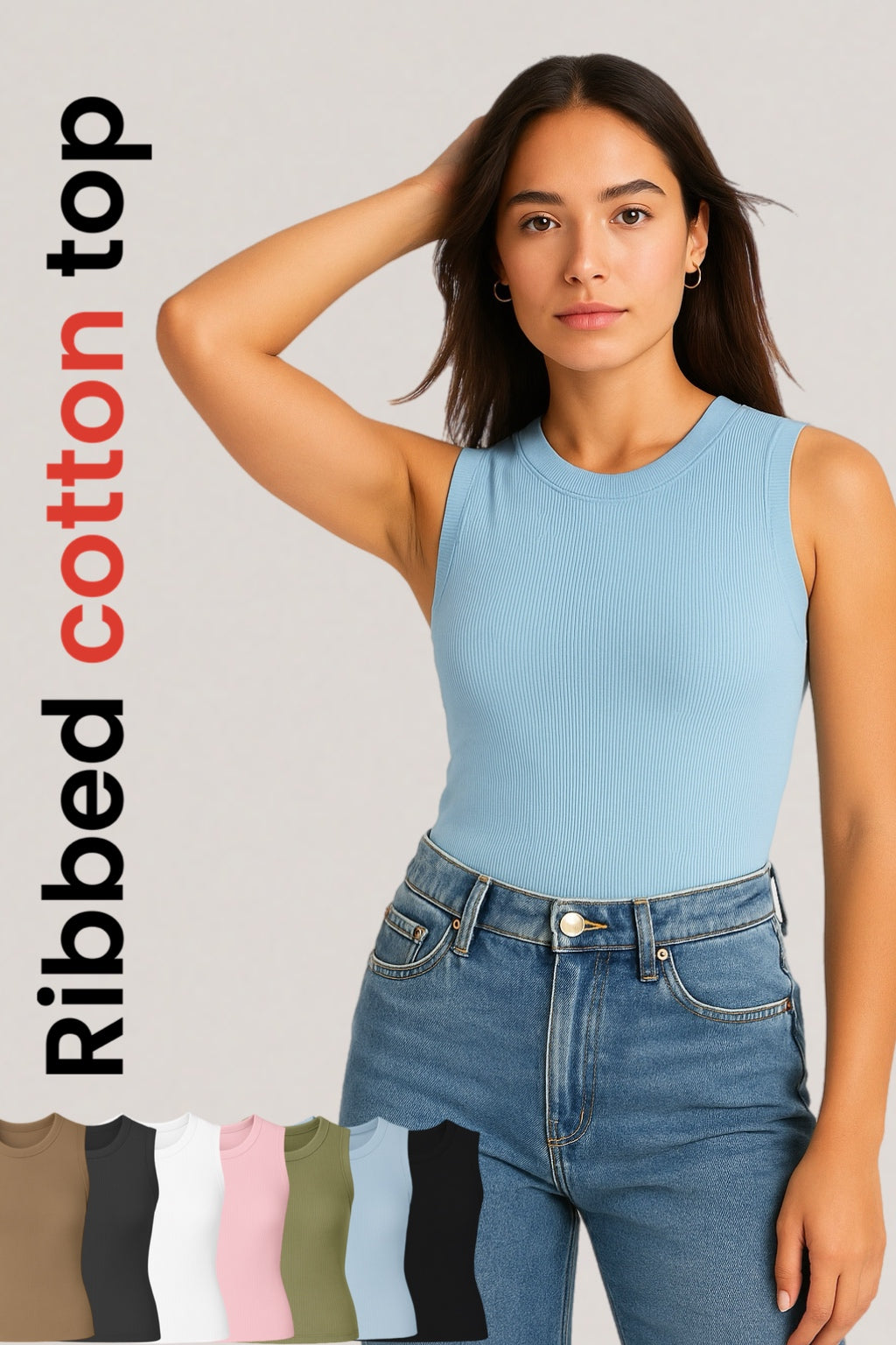 Ribbed cotton tops