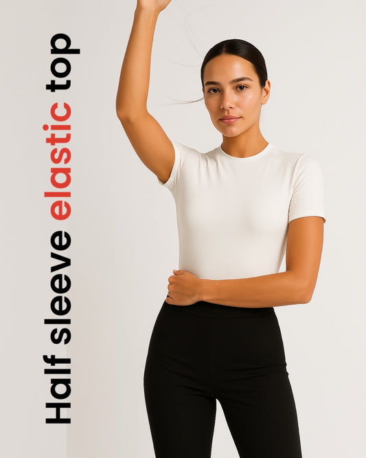 Short sleeve fitted  top - off white